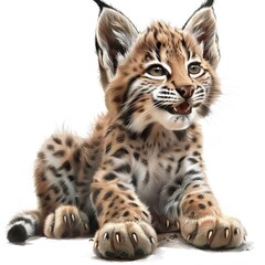Fototapeta premium Bobcat Happiness emotion fantasy animal cartoon isolated whitebackground 16:9