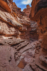 Experience the dramatic, rugged beauty of the sandstone walls in Cathedral Wash slot canyon, located near Lee's Ferry, Arizona. A magnificent example of the power of nature in the Southwest - USA