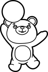 Cute bear coloring vector outline illustration