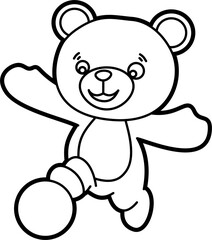 Cute bear coloring vector outline illustration