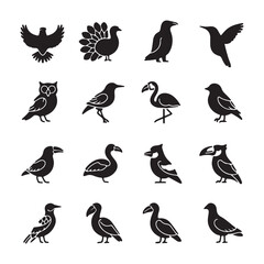 Forest Animal Silhouette vector Clipart. Wild Life Mountain Fauna Illustration. animal illustration shape symbol design