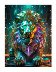 Obraz premium Bronze Patina Statue of a Lion