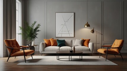 Modern Interior With Bright Wall, Living room, Bed room, kitchen, House Plants