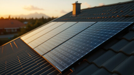 Obraz premium Solar Panels on Rooftop 1