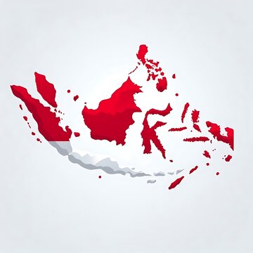 Indonesia map with concept of National flag 