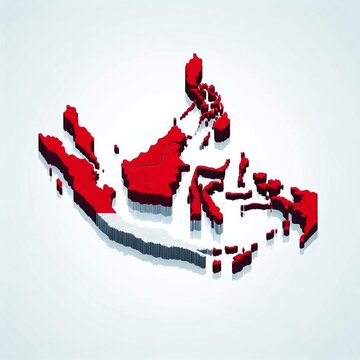 Indonesia map with concept of National flag 