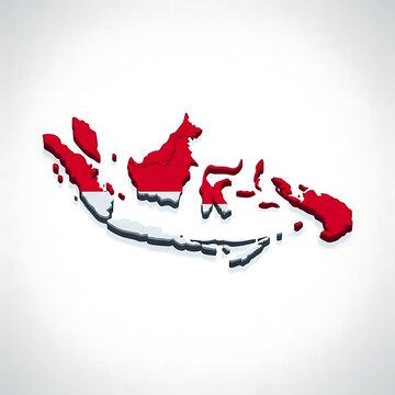 Indonesia map with concept of National flag 