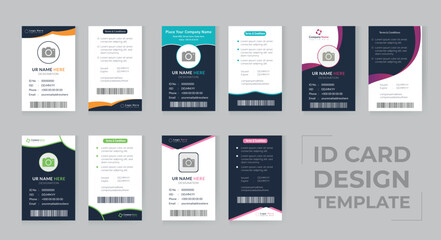 ID Card bundle Modern Vector Professional Creative id card template with clasp and lanyard. corporate lite blue and white color Modern colorful full editable. Employee ID. Simple realistic design.