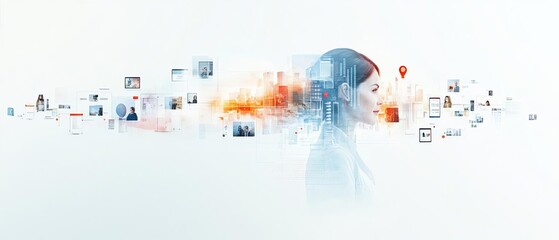 A panoramic view of a virtual recruitment event, with international job seekers and recruiters engaging through video calls