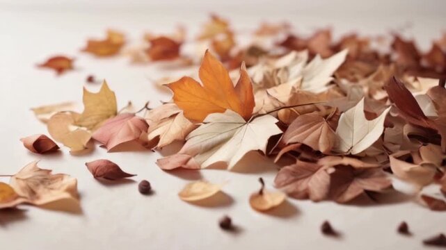 Folhas de outono sobre fundo branco, gerado com ia.