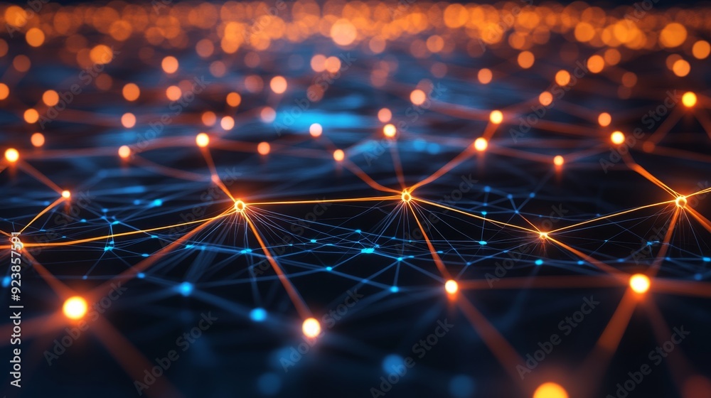 Aufkleber Abstract network structure with glowing connections