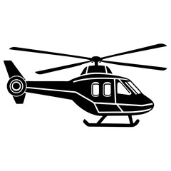 helicopter black and white silhouette white background vector art illustration