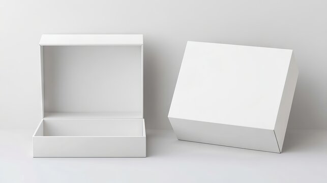 A white box with a lid on a white surface