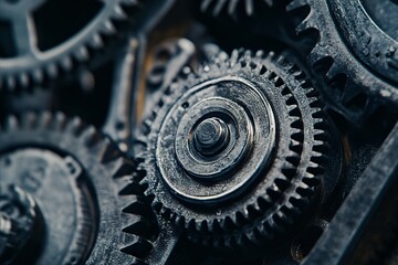 A close up of a bunch of gears on a machine