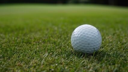 Obraz premium Golf Ball Positioned on Green Grass