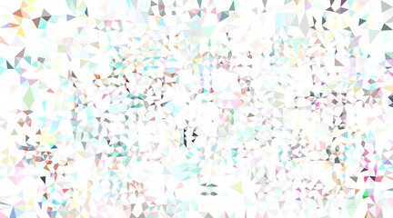 A colorful abstract pattern with many different shapes and colors. The image is a mix of triangles and squares, and the colors are bright and vibrant. Scene is energetic and lively