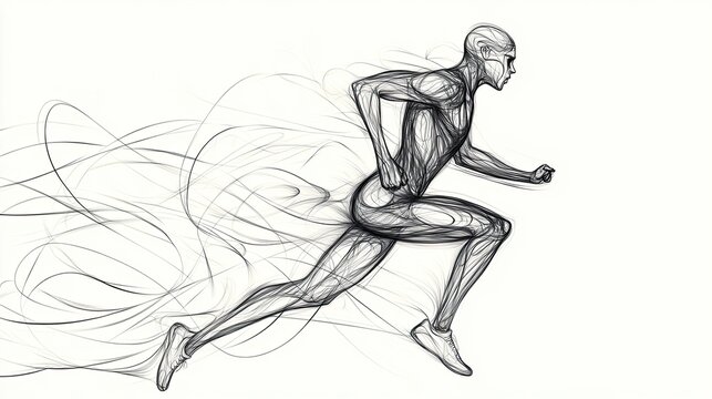 One line art of a runner in full sprint energy and speed conveyed through smooth continuous lines