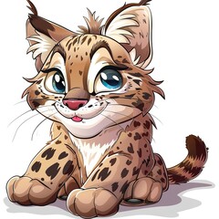 Bobcat Wonder emotion fantasy animal cartoon isolated whitebackground