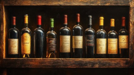 Wine Bottles on Shelf