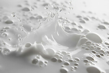 Fototapeta premium white milk splash with bubbles on top, isolated, white background