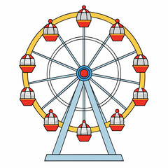 A drawing of a ferris wheel art vector illustration