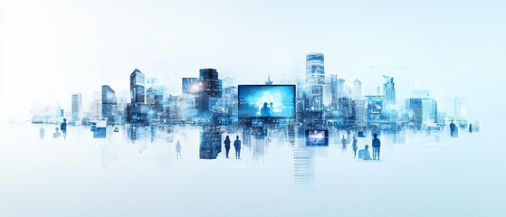 Obraz premium A panoramic view of a global hiring meeting, with HR professionals discussing hiring strategies via video conference