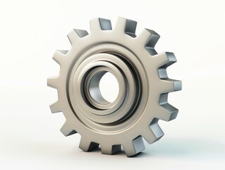 A metal gear on a white background
