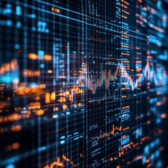 Fototapeta premium Financial Digital Grid Symbolizing the Stability and Analytical Nature of Structured Finance in the Modern Economy