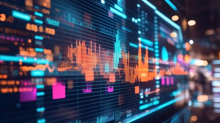 Obraz premium A computer screen displays a colorful graph of stock market data