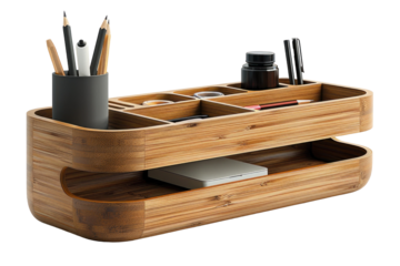 A desk organizer isolated on a white background.