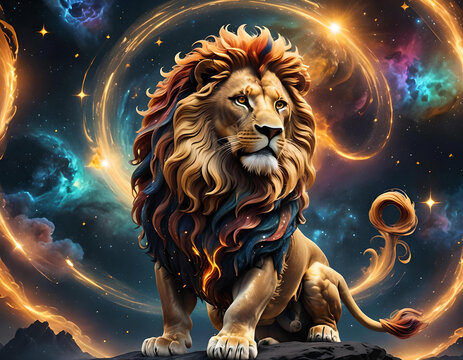 Leo zodiac 3D Galaxy Background
