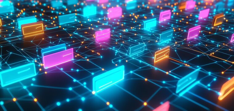 Glowing Folders in a Neon Network A Perspective of Digital Connectivity (179 characters)