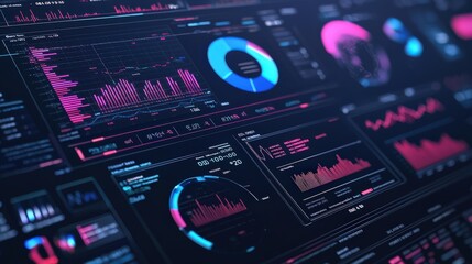 Obraz premium A computer screen displays a variety of colorful graphs and charts