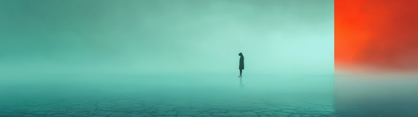 Lonely Reflections, a vivid portrayal of isolation and melancholy, featuring a solitary figure in a minimalist setting, evoking deep emotions through surreal artistry.