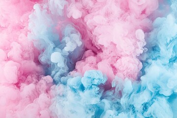 Fototapeta premium A vibrant swirl of pink and blue smoke, creating a dreamy and abstract background perfect for various creative projects.