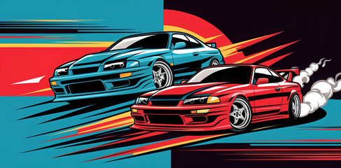 Drift car illustration vector design