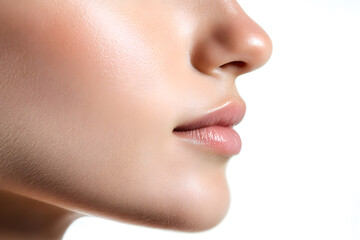Obraz premium Woman's nose close up side view isolated on white background