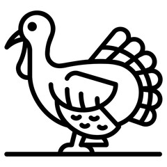 turkey cock. vector single icon with a dashed line style. suitable for any purpose. for example: website design, mobile app design, logo, etc.