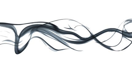 Striking display of flowing black smoke on bright transparent background. Art concept