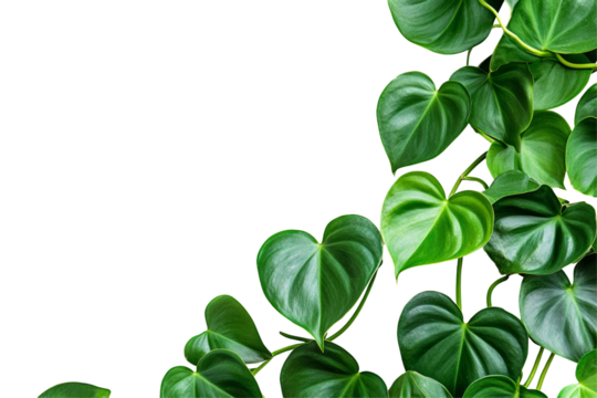 Stunning display of Heartleaf Philodendron leaves elegantly isolated against a pure transparent background. Nature concept