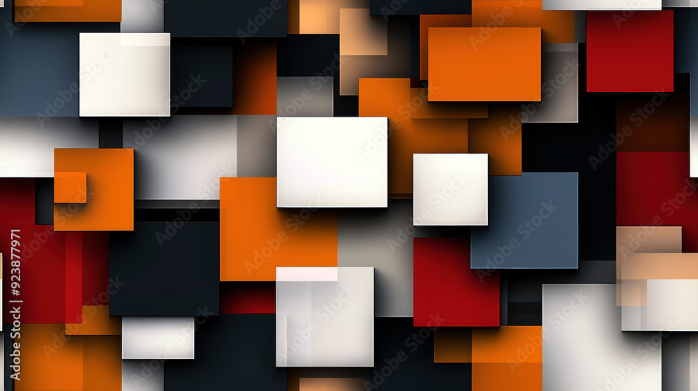 Poster a colorful image of squares and rectangles in various colors. the image is abstract and has a modern