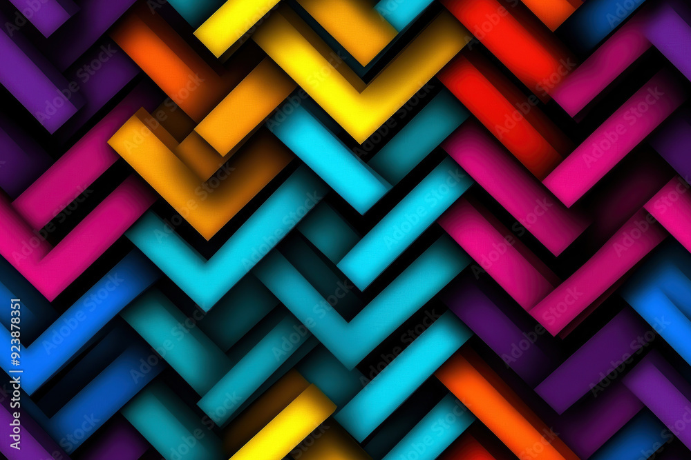 Aufkleber a colorful pattern of squares and triangles. the squares are in different colors and the triangles a