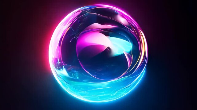 Vibrant swirling colors in abstract neon light sphere animation