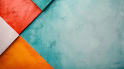 Vibrant Geometric Abstraction, an eye-catching digital artwork featuring a bright color palette with peach and orange accents, perfect for minimalist interior wall decor.