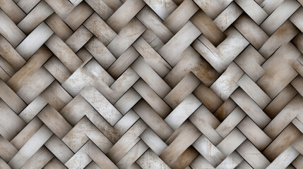A wood grain patterned background with a white and brown color scheme. The pattern is made up of wooden slats that are woven together. Scene is rustic and natural, with a sense of warmth and coziness