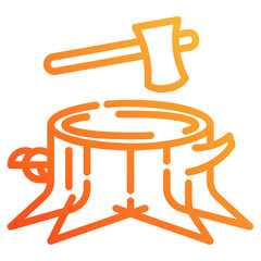 tree stump. vector single icon with a dashed line gradient style. suitable for any purpose. for example: website design, mobile app design, logo, etc.