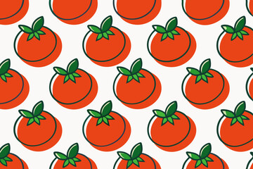 Seamless line pattern with tomato art vector illustration