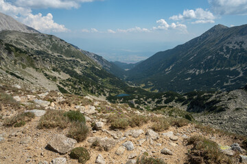 Long gorge in Pirin Mountains following Banderitsa stream, Todorka and Vihren slopes are on the opposite sides.