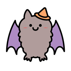 シンプルなゆるかわハロウィン帽子コウモリ⭐︎PNG