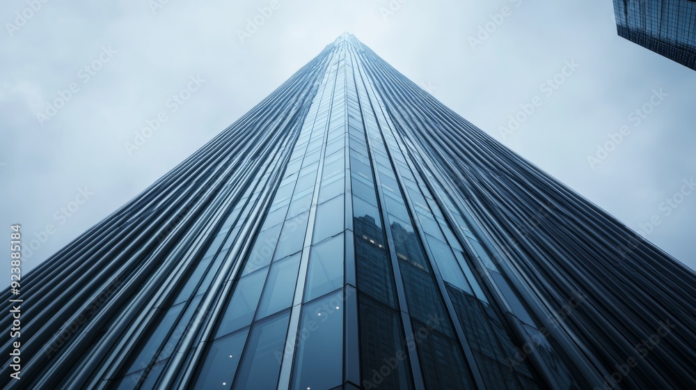 Aufkleber contemporary high-rise with a smooth glass facade and sharp architectural lines standing tall in a c